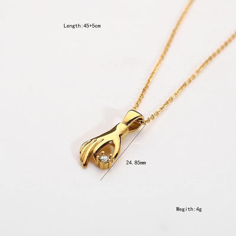 Dancy Fairy Stainless Steel Stone Abstract Necklace