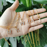 CZ 26 Initial Letter Necklace Stainless Steel Chain Alphabet Chokers