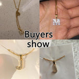 CZ 26 Initial Letter Necklace Stainless Steel Chain Alphabet Chokers
