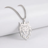 Stainless Steel Lion King Crown Necklace Animal Pendant Choker