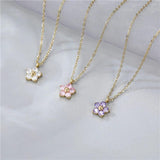 Waterproof Stainless Steel Flower Pendant Necklace for Women