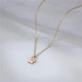 Waterproof Stainless Steel Flower Pendant Necklace for Women