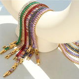 Square Green Red Tennis Chain Choker Necklace Stainless Steel Bling