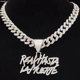 Hip Hop Letter Pendant Necklace with Cuban Chain Iced out pendants