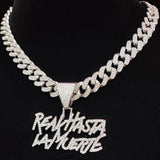 Hip Hop Letter Pendant Necklace with Cuban Chain Iced out pendants