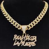 Hip Hop Letter Pendant Necklace with Cuban Chain Iced out pendants