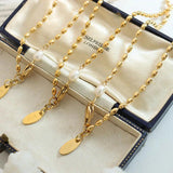 French Stainless Steel 18K Beaded Chain Pearl Charm Necklace