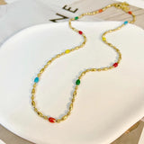 Enamel Stainless Steel Beads Necklace Green Choker Bracelet Jewelry