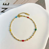 Enamel Stainless Steel Beads Necklace Green Choker Bracelet Jewelry