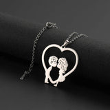 Fishhook Kiss Personalized Necklace Custom Heart Name Chain Love Gift