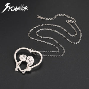 Fishhook Kiss Personalized Necklace Custom Heart Name Chain Love Gift