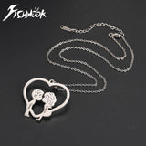 Fishhook Kiss Personalized Necklace Custom Heart Name Chain Love Gift