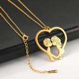 Fishhook Kiss Personalized Necklace Custom Heart Name Chain Love Gift