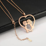 Fishhook Kiss Personalized Necklace Custom Heart Name Chain Love Gift