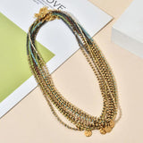 Crystal Beads Choker Pendant Necklace Stainless Steel Streetwear Collier Femme