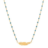 Boho Feather Pendant Stainless Steel Necklace Women Jewelry