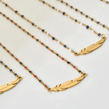 Boho Feather Pendant Stainless Steel Necklace Women Jewelry