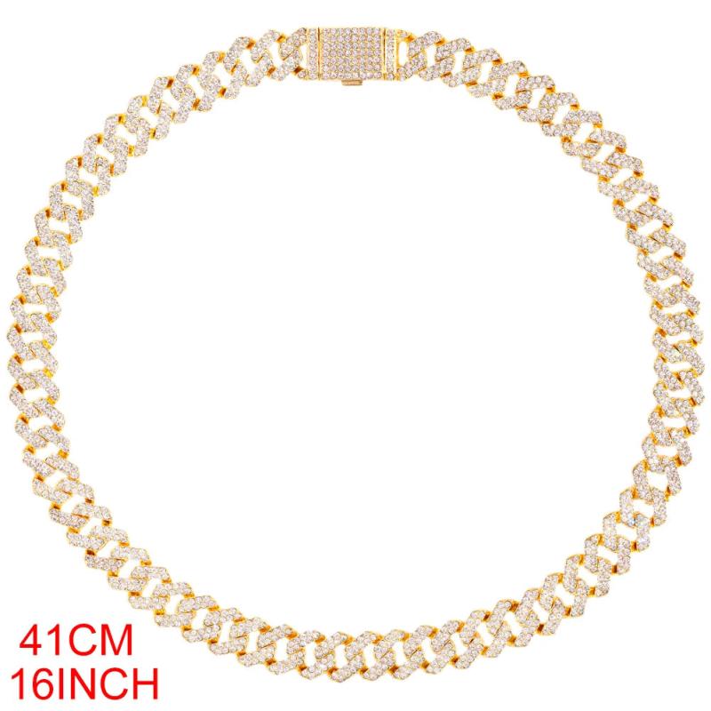 12MM Cuban Link Chain Bling Iced Out Miami Cuban Choker Necklace