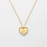 PVD 18 Plated Heart Pendant Love You More Choker Necklace Stainless Steel