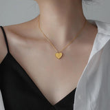 PVD 18 Plated Heart Pendant Love You More Choker Necklace Stainless Steel