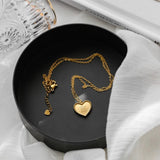PVD 18 Plated Heart Pendant Love You More Choker Necklace Stainless Steel