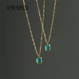 18K Stainless Steel Green Zirconia Necklace for Women