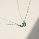 18K Stainless Steel Green Zirconia Necklace for Women