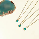 18K Stainless Steel Green Zirconia Necklace for Women