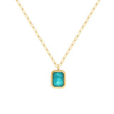 18K Stainless Steel Green Zirconia Necklace for Women
