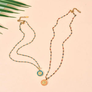 Enamel Stainless Steel Chain Choker Virgin Mary Necklace