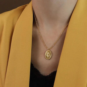 316L Stainless Steel Lily Flower Pendant Necklace for Women