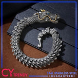 Vintage Men's Punk Dragon Snake Link Bracelet 925 Silver Jewelry