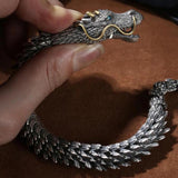 Vintage Men's Punk Dragon Snake Link Bracelet 925 Silver Jewelry
