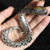 Vintage Men's Punk Dragon Snake Link Bracelet 925 Silver Jewelry