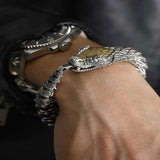 Vintage Men's Punk Dragon Snake Link Bracelet 925 Silver Jewelry