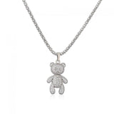 HECHENG Zircon Bear Heart Pendant Necklace for Women
