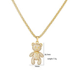 HECHENG Zircon Bear Heart Pendant Necklace for Women