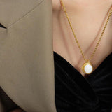 French Stainless Steel Plated Shell Necklace for Women