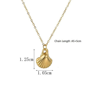 Stainless Steel Sea Shell Pendant Necklace for Women
