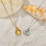 Stainless Steel Sea Shell Pendant Necklace for Women