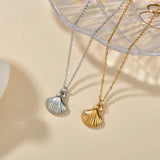 Stainless Steel Sea Shell Pendant Necklace for Women