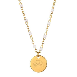 Rainbow Drawing Pendant Link Chain Necklace Stainless Steel Necklace