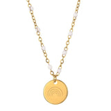 Rainbow Drawing Pendant Link Chain Necklace Stainless Steel Necklace