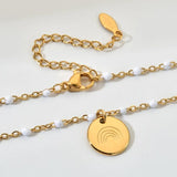 Rainbow Drawing Pendant Link Chain Necklace Stainless Steel Necklace