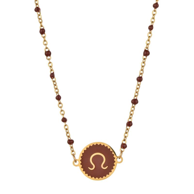 Stainless Steel Zodiac Sign Necklace Constellation Pendant Chain
