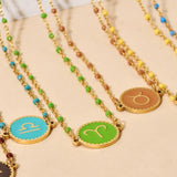 Stainless Steel Zodiac Sign Necklace Constellation Pendant Chain