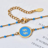 Stainless Steel Zodiac Sign Necklace Constellation Pendant Chain
