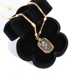 Vintage Magic Mirror Rose Flower Pendant Necklace for Women