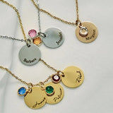 Personalized Mom Custom Necklace Engrave Name Birthstone Gift Jewelry