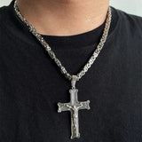 Crucifixion Cross Necklace Men Women Silver Stainless Steel